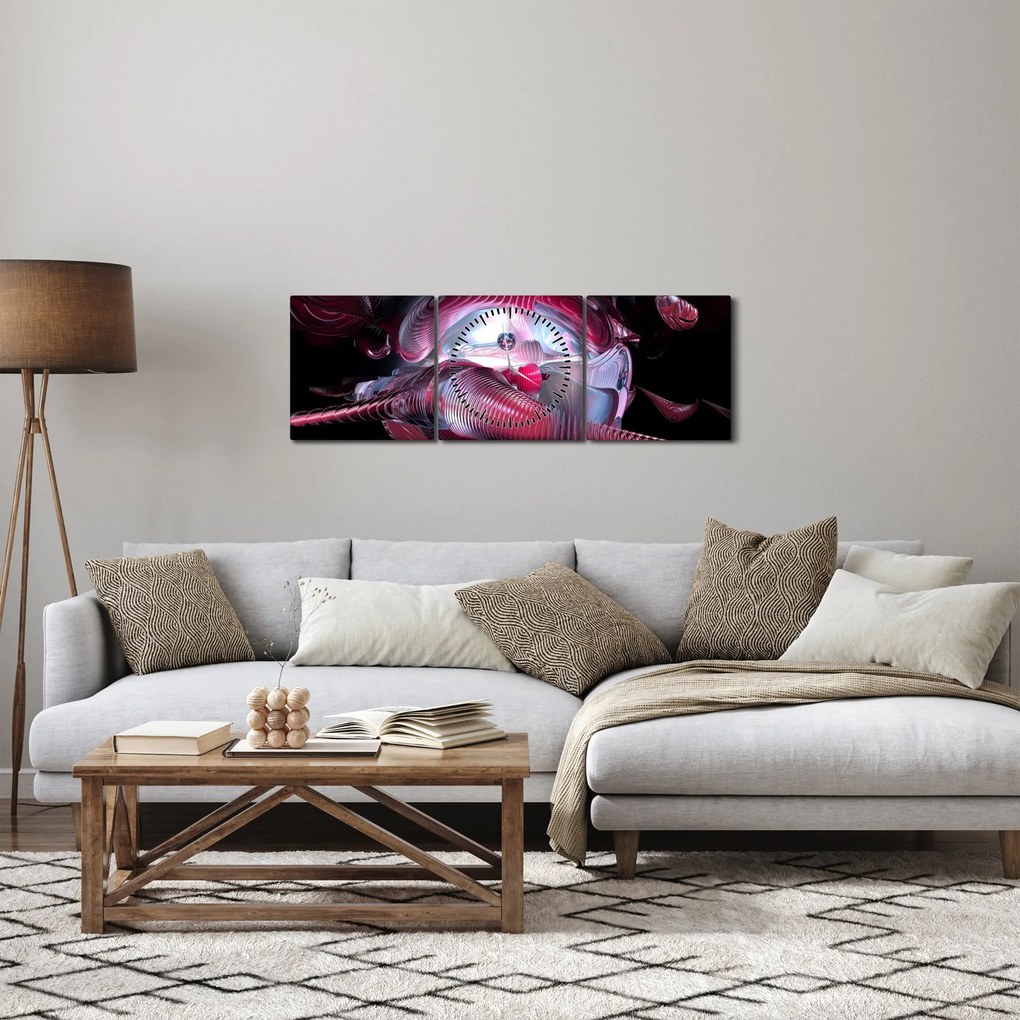 Tablou - Abstracție, viermi spațiali (cu ceas) (90x30 cm)