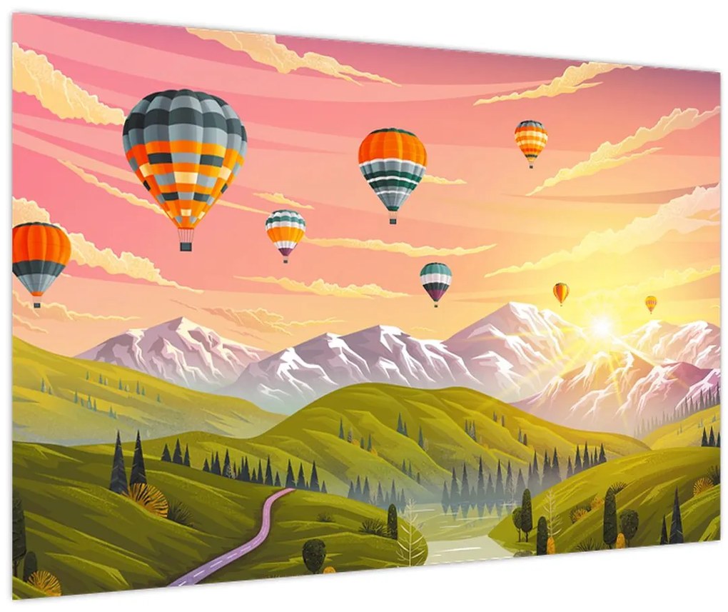Tablou - Baloane deasupra unui peisaj (90x60 cm)