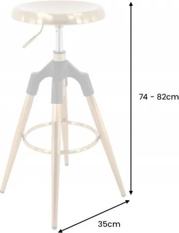 Scaun de bar pivotant Industrial 80cm, auriu