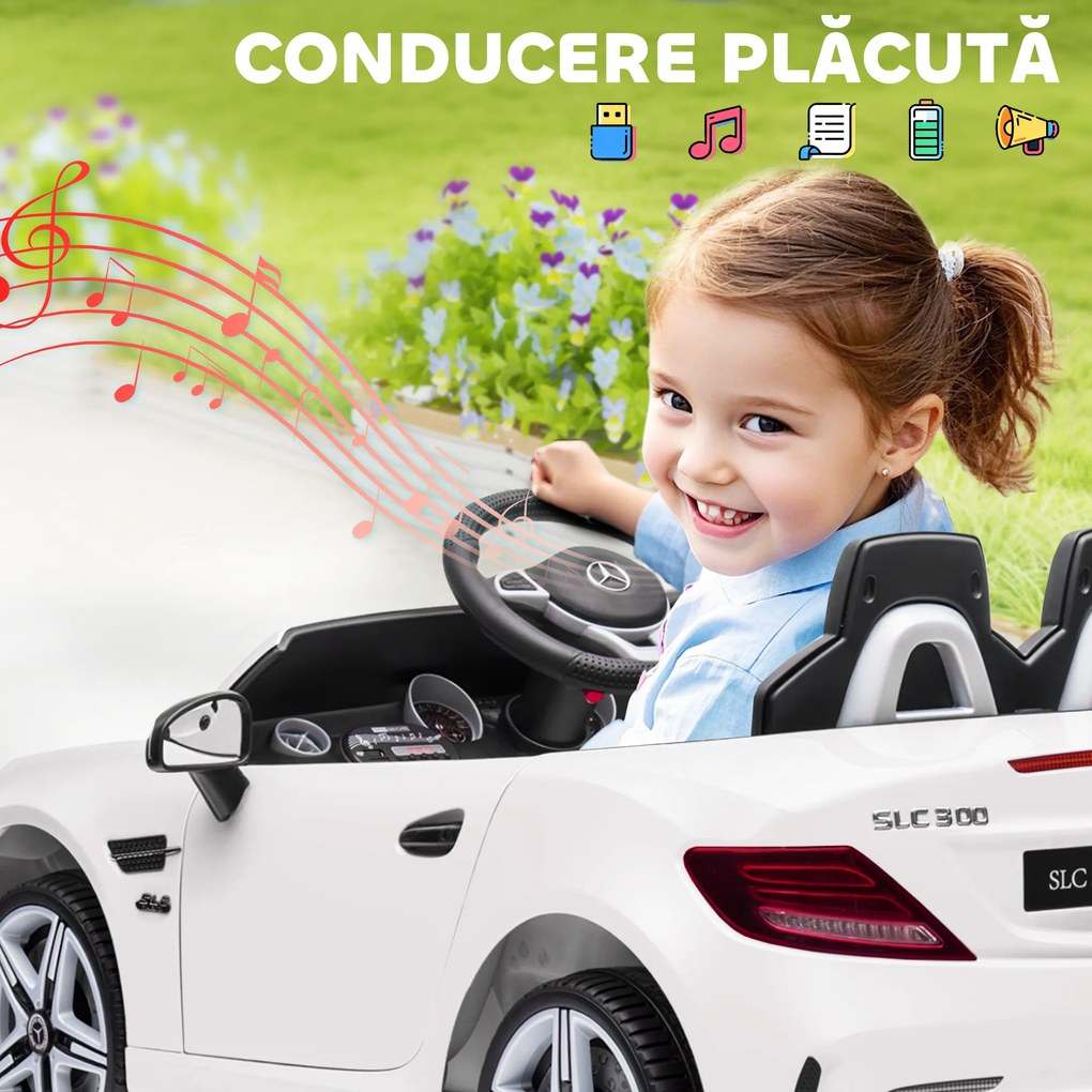 AIYAPLAY Mașină Electrică pentru Copii 3-6 Ani cu 2 Motoare și Telecomandă, Dimensiuni 107x62,5x44 cm, Alb, Distracție și Siguranță | Aosom Romania