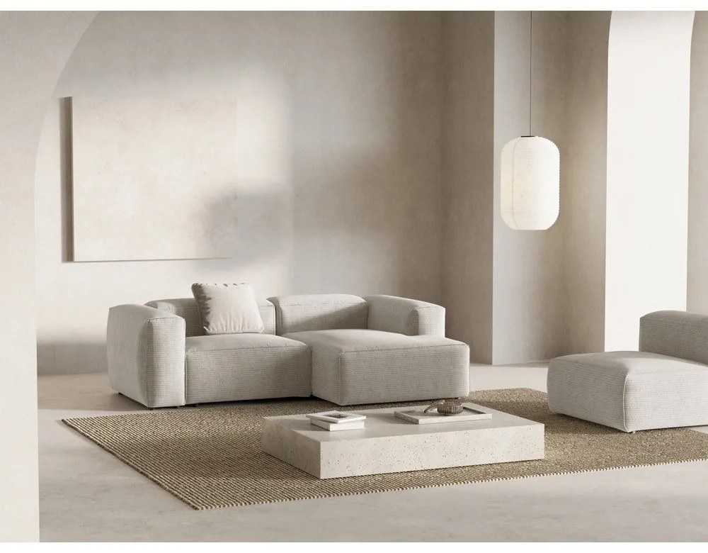 Colțar bej cu tapițerie din catifea reiată (cu colț pe partea dreaptă/cu șezlong) Bergamo – Cosmopolitan Design