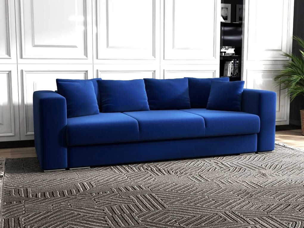 Canapea extensibilă dumonde cu ladă de depozitare si sezut confortabil din spuma high-density, Gloria Royal Blue 240x100 cm