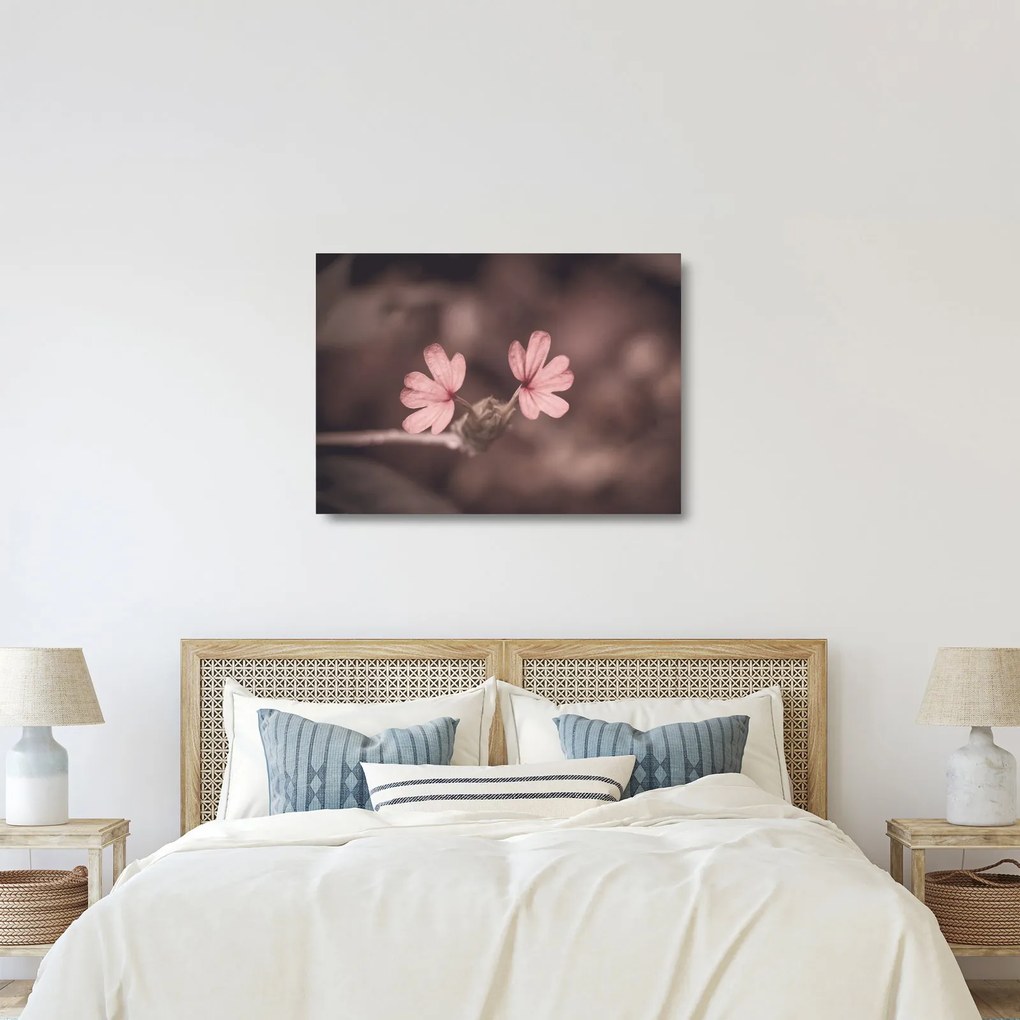 Tablou pe sticlă cu floare roz (70x50 cm)
