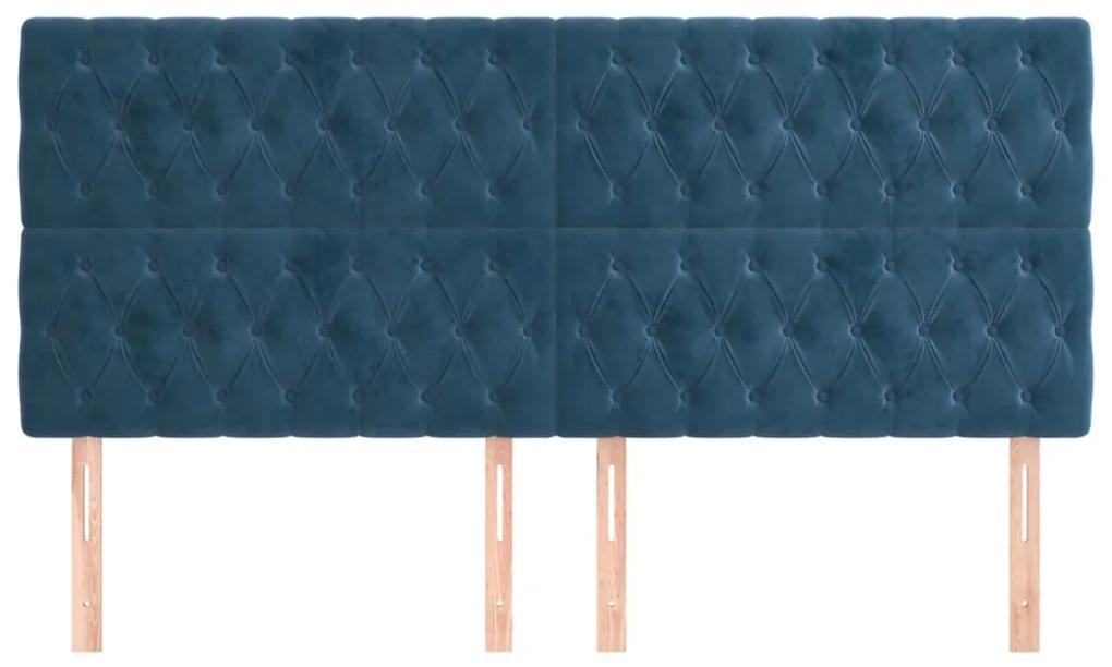 Tablii de pat, 4 buc, albastru inchis, 100x7x78 88 cm, catifea 4, Albastru inchis, 200 x 7 x 118 128 cm