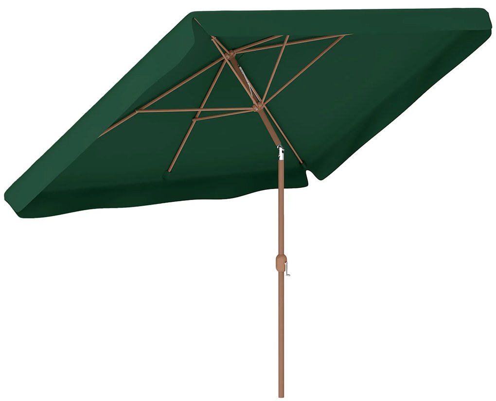 Outsunny Umbrelă de Grădină Înclinabilă cu Deschidere cu Manivelă, și Orificiu de Ventilație, 300x200x235 cm, Verde Închis | Aosom Romania