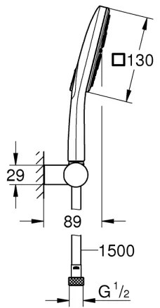GROHE RAINSHOWER SMARTACTIVE 130 CUBE – set duș de mână, crom lucios (26588000)