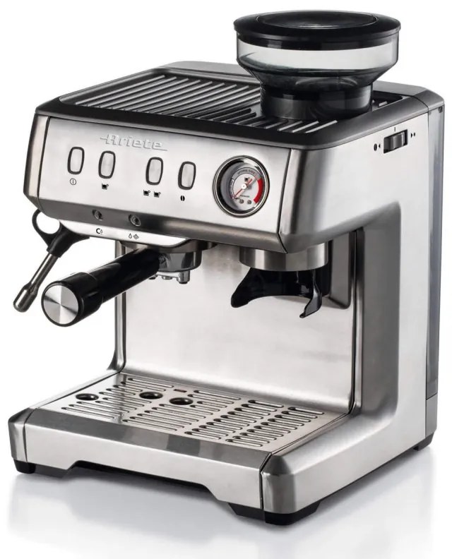 Espressor Ariete ESPRESSO METAL 1313/10, 1600W, 15 bar, 2 L, Cafea boabe, macinata si doze E.S.E, Manometru, Inox