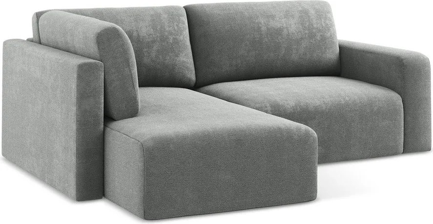 Colțar gri extensibil/cu spațiu de depozitare cu tapițerie din chenille (cu colț pe partea stângă/în formă de ”L”) Kona – Makamii