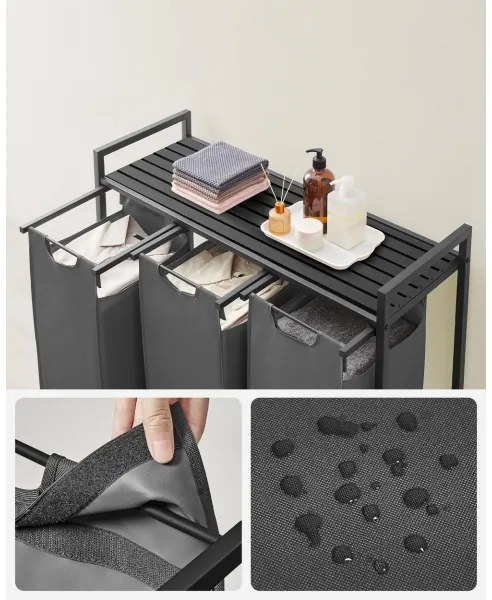 Coș de rufe REX negru/gri