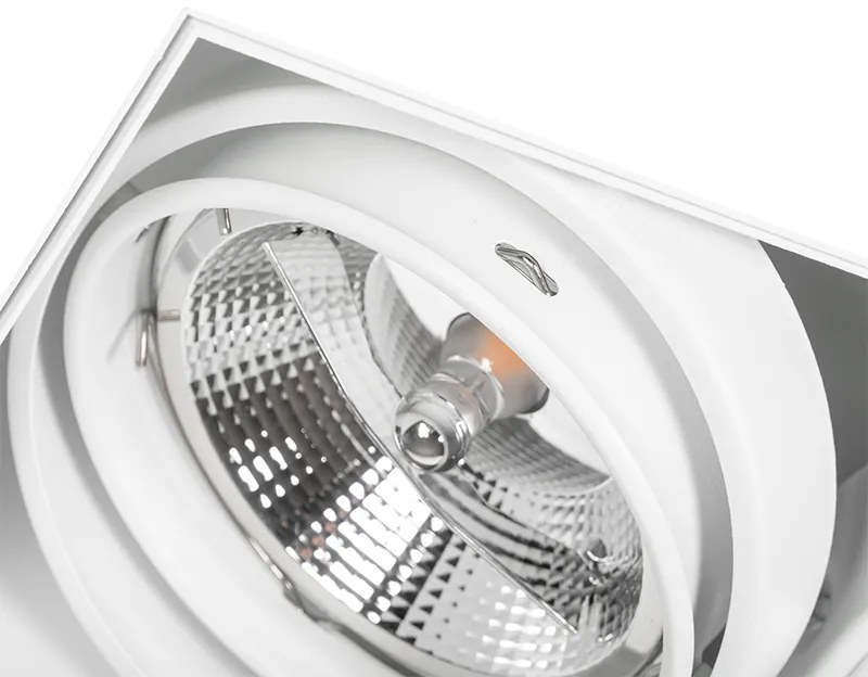 Set de 6 spoturi încastrate albe GU10 AR111 fără ramă cu 2 lumini - Oneon