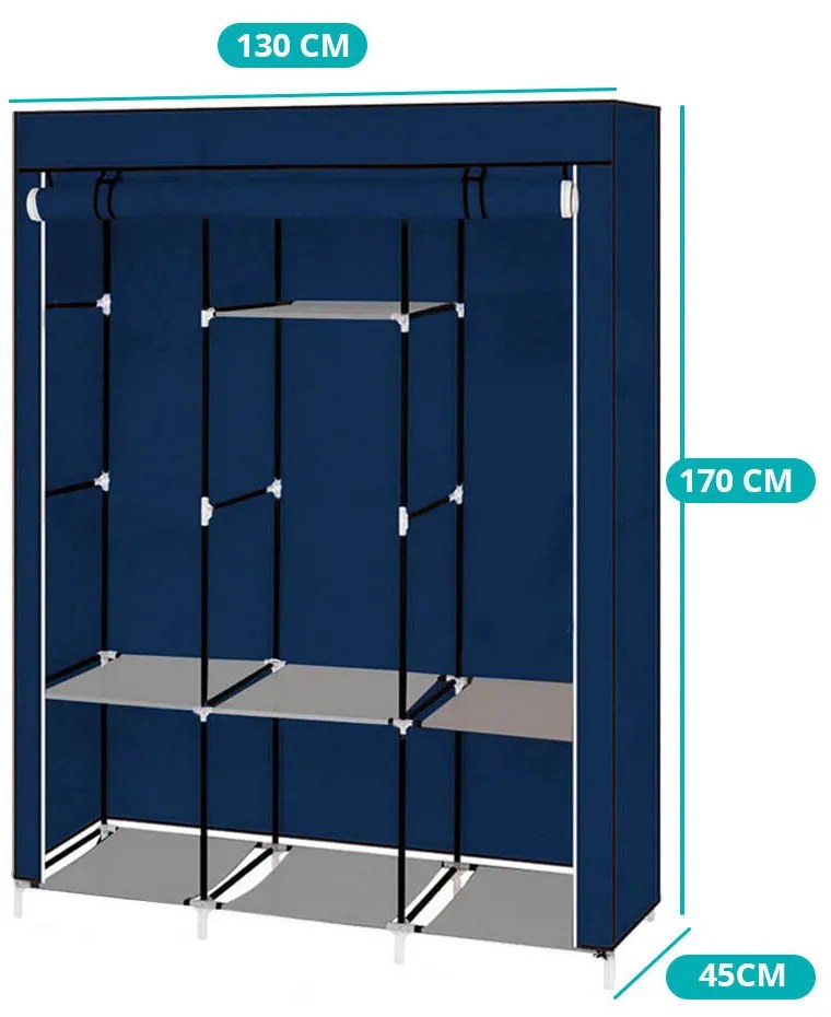 Sifonier mobil, dimensiuni 130x45x170 cm-albastru