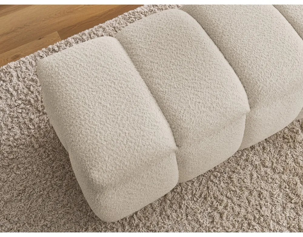 Bancă bej cu tapițerie din țesătură bouclé – Bobochic Paris