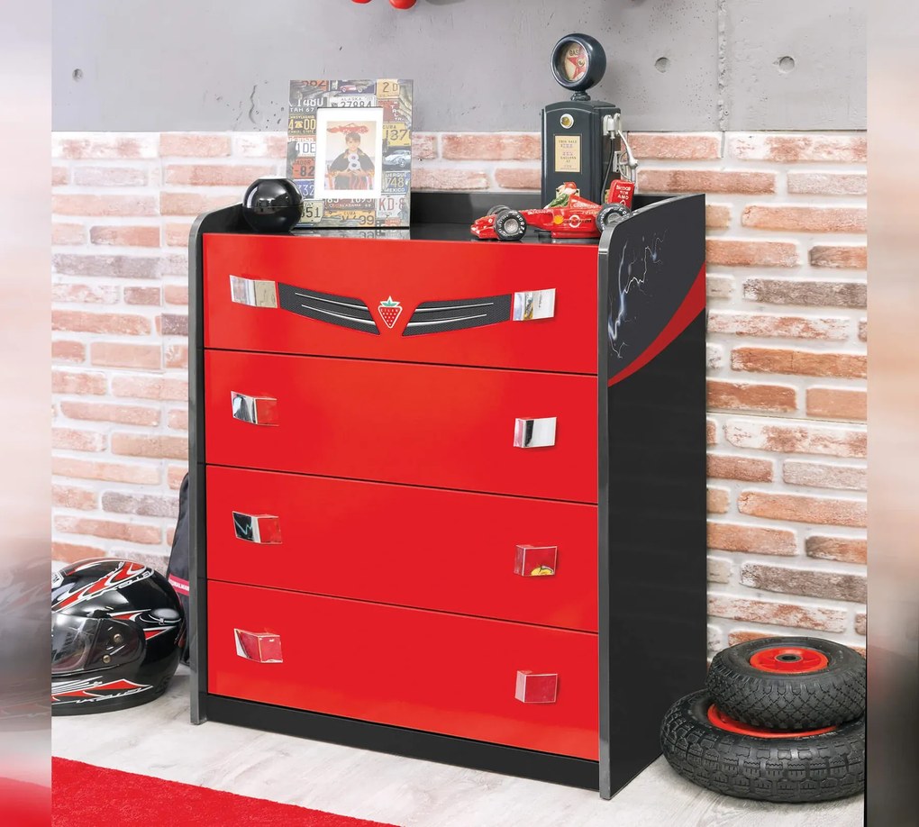 Comoda cu 4 sertare, pentru camera baieti Colectia Champion Racer