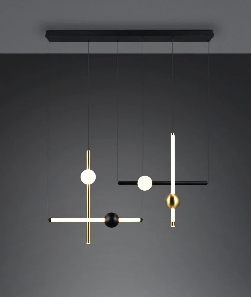 Lustră neagră/aurie LED cu intensitate reglabilă Melita – Trio