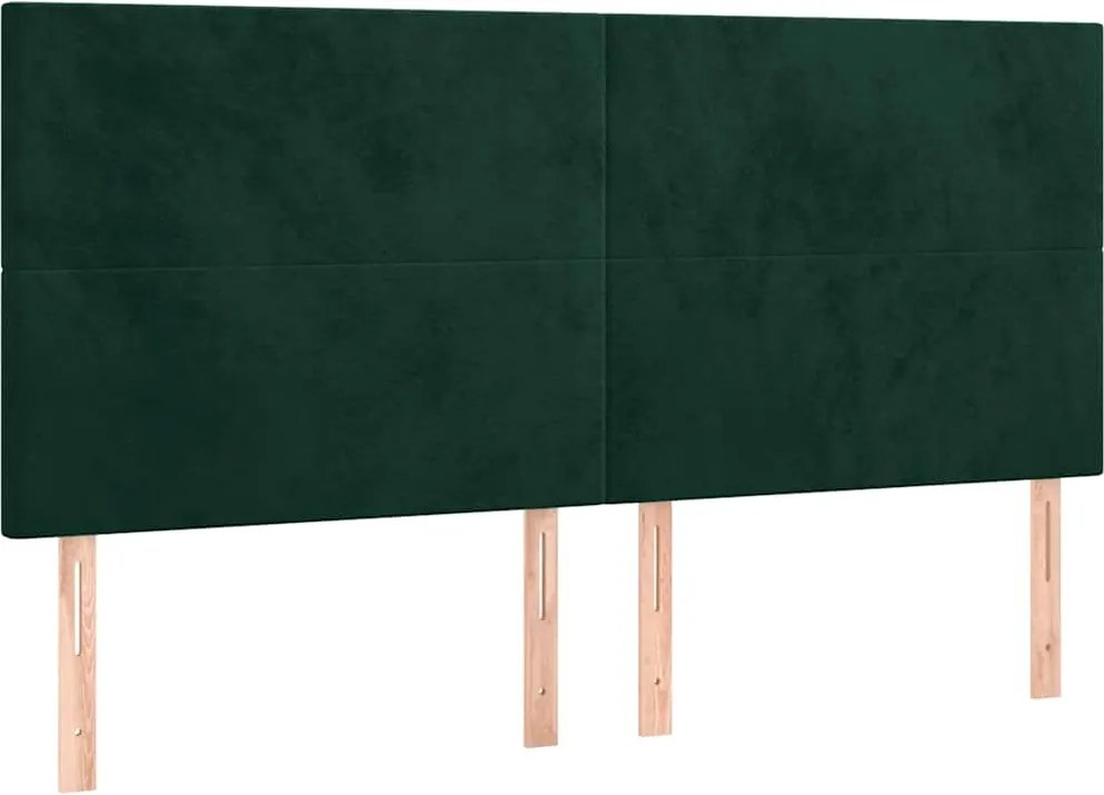 vidaXL Tăblie de pat verde închis 160x5x118/128 cm catifea