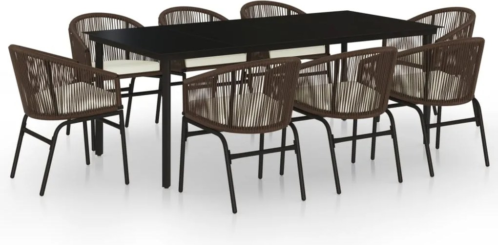 vidaXL Set de mobilier pentru grădină, 9 piese, maro