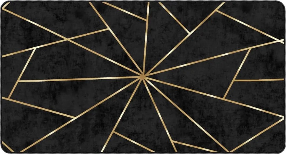 vidaXL Covor lavabil, negru și auriu, 80x150 cm