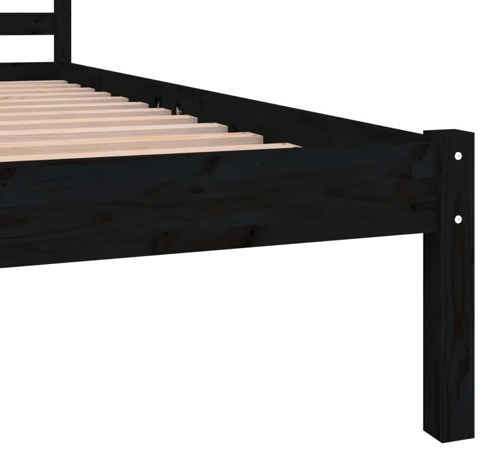 Cadru de pat mic dublu 4FT, 120x190 cm, lemn masiv de pin Negru, 120 x 190 cm