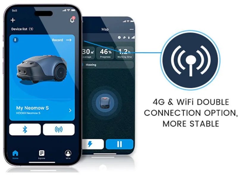 Robot de tuns gazon/iarba HOOKII Neomow S, Pentru până la 1000 m², 60 dB, Wi-Fi, 4G, Bluetooth, Autonomie pana la 120 min, Albastru