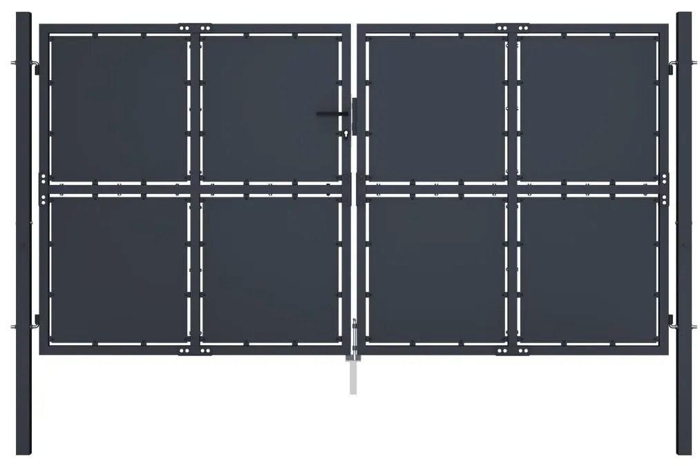 vidaXL Poartă de grădină, antracit, 300 x 175 cm, oțel