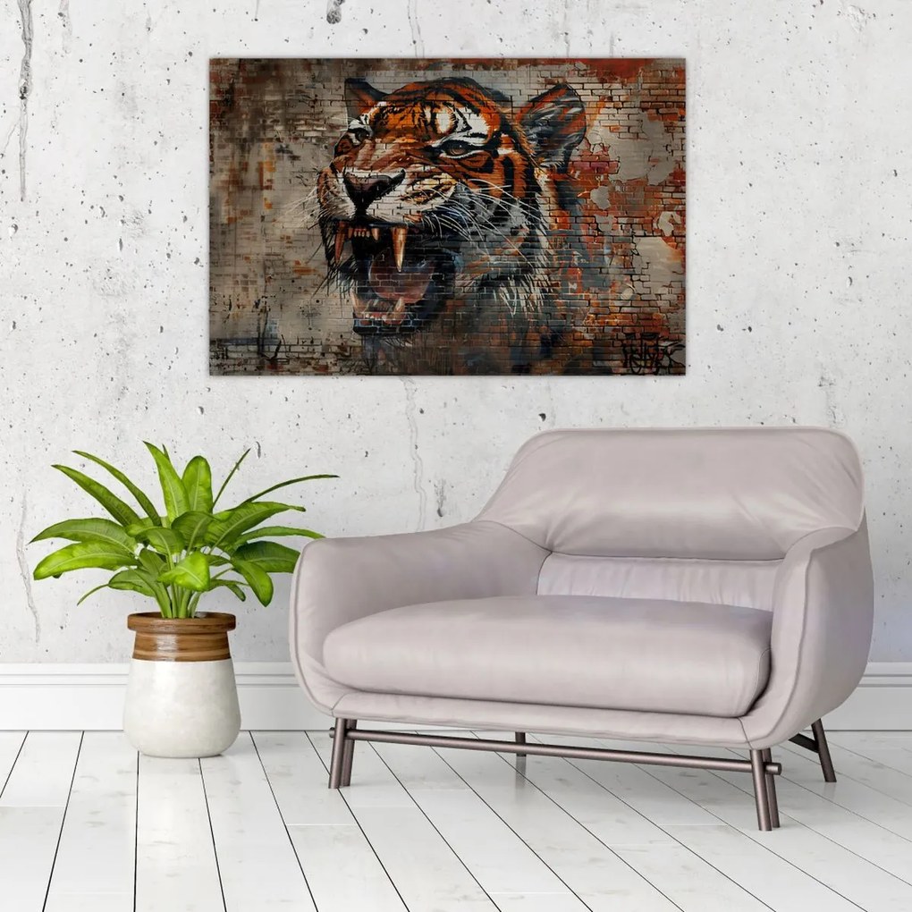 Tablou - Tigru din Cărămizi (90x60 cm)