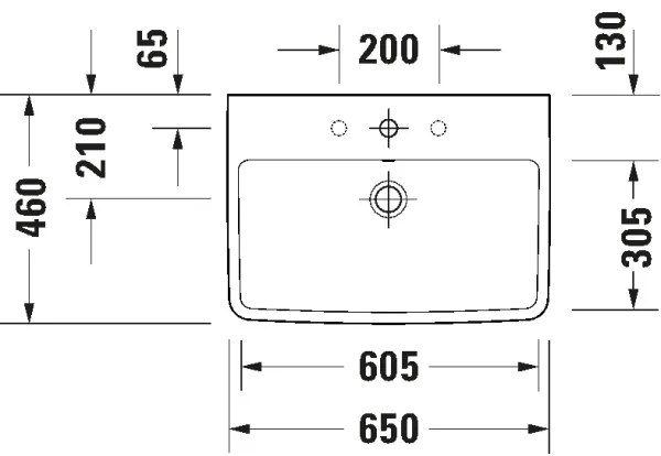 Duravit 23756500002 - Lavoar suspendat D-NEO 65 x 46 cm ceramică/alb lucios