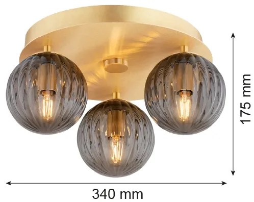 Plafonieră Argon 6308 PALOMA 3xE14/7W/230V auriu/negru