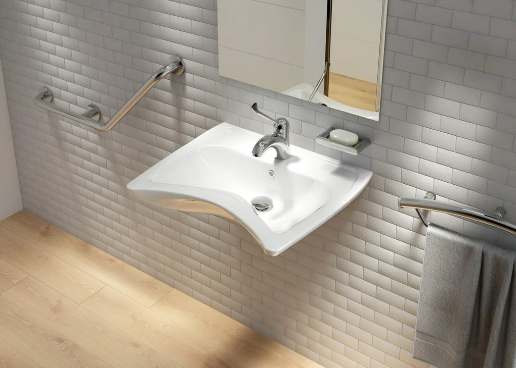 Bara de sustinere, cu suport prosop, 2 in 1, otel, montare pe perete Deante Vital Otel