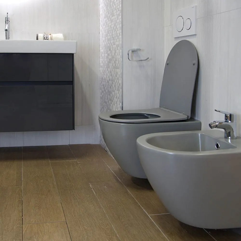 Bideu suspendat, gri mat Fluminia Alfonzo Gri mat