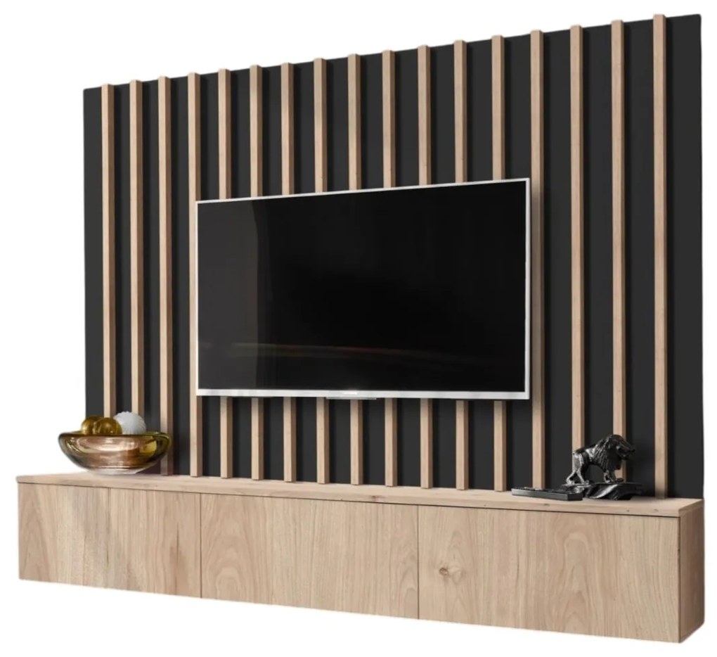 Mobilier living Vertic (negru + hikora jackson). 1097591