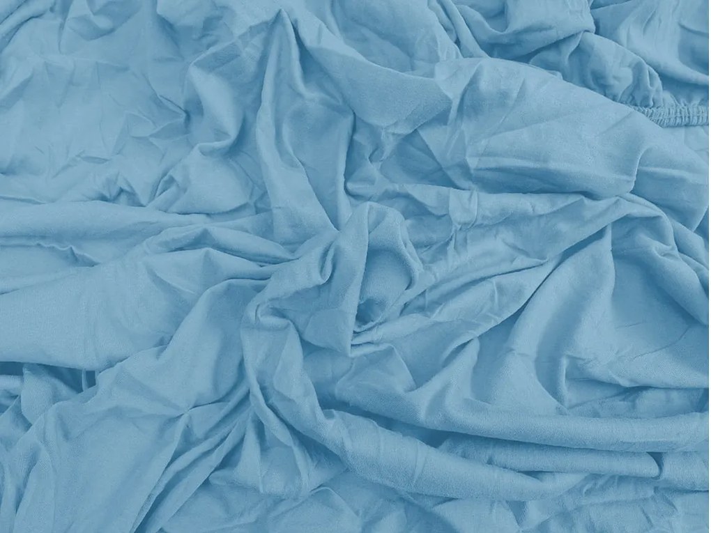 Cearsaf Jersey EXCLUSIVE cu elastic albastru deschis 160 x 200 cm