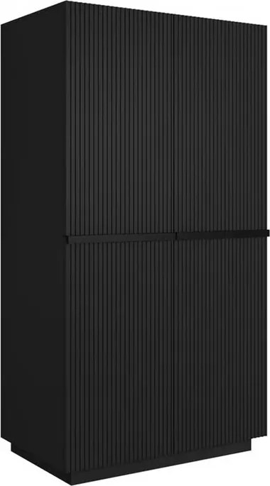 Dulap Nicole dormitor cu două sertare 100 cm - negru mat / mânere negre