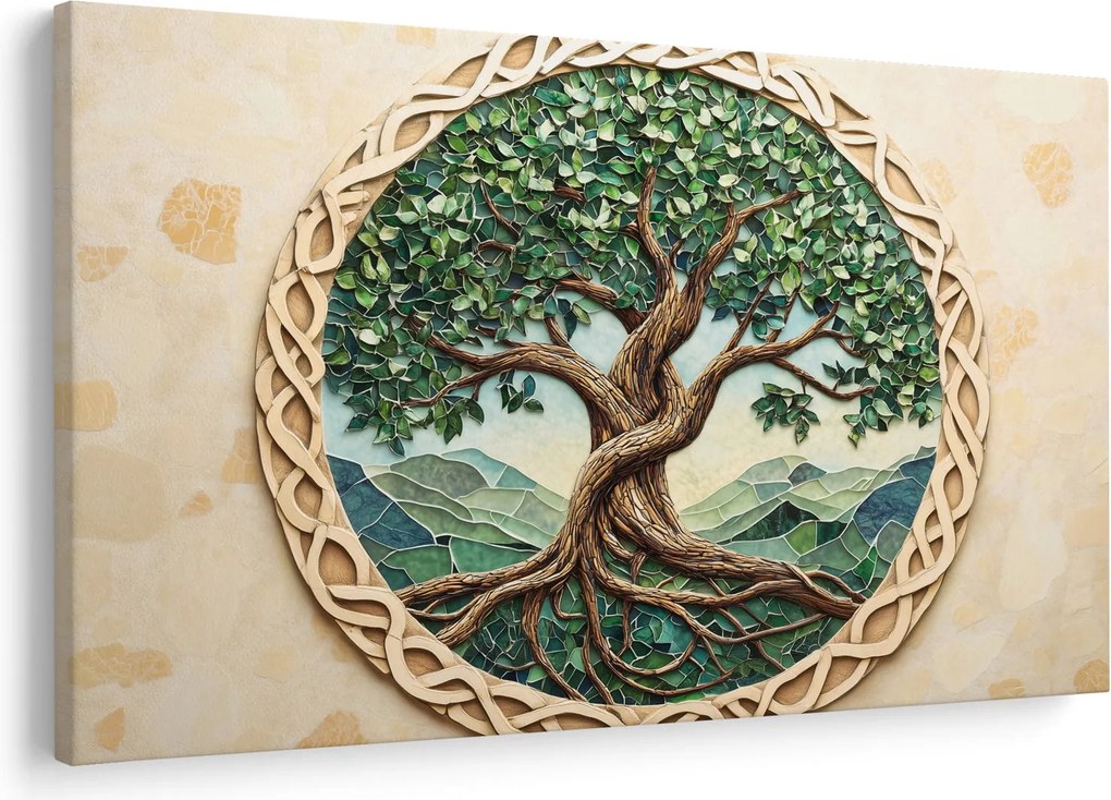 Tablou – Arborele vieții împletit (90x60 cm)