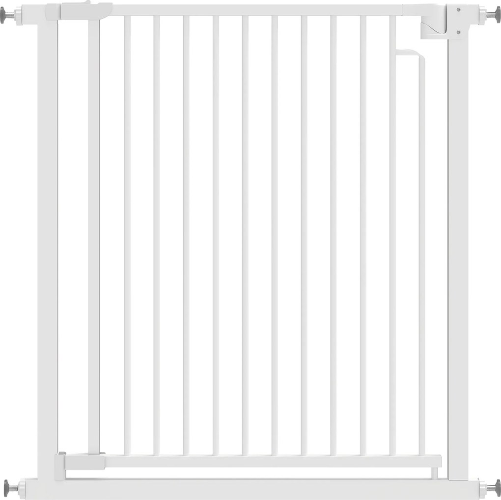 PawHut Grilaj de protecție pentru scări Barieră fără găurire cu închidere automată pentru copii Bucătărie Scară 76-80 x 76 cm Alb | Aosom Romania