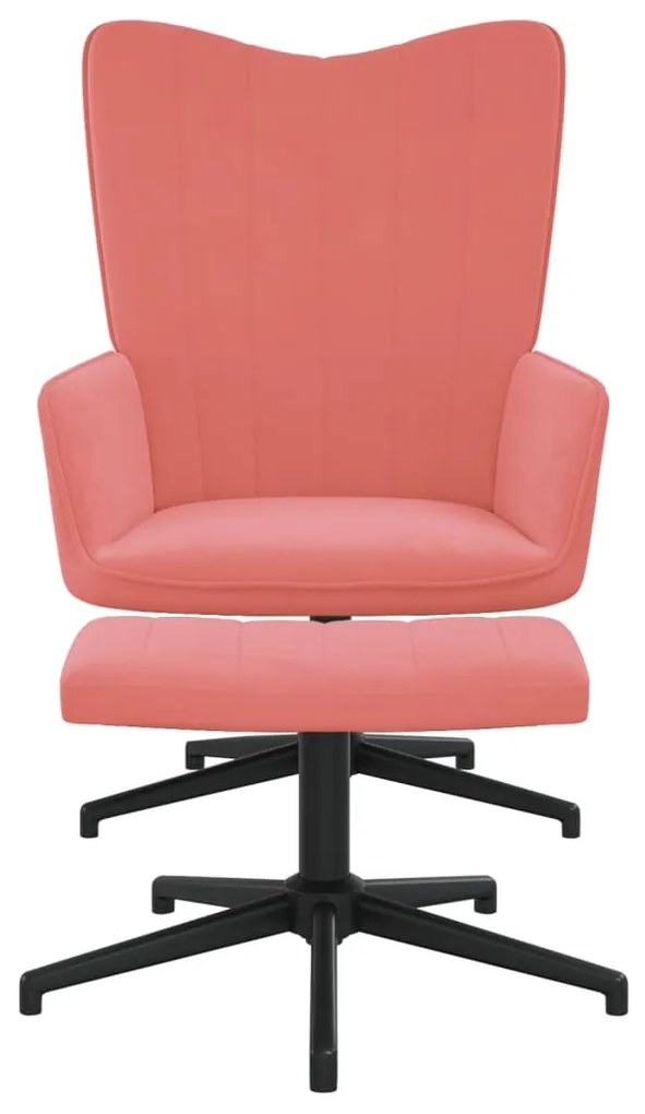 327714 vidaXL Scaun de relaxare cu taburet, roz, catifea