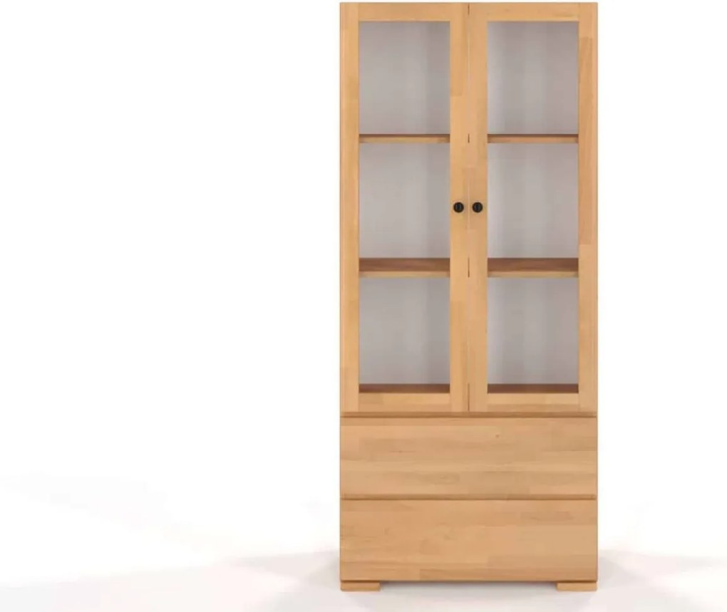 Vitrină lemn masiv TerraCraft Fag 2 Sertar, 80 × 38 × 182 cm - Natural