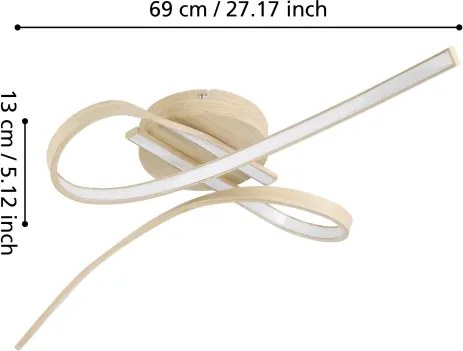 Eglo 901103 - Plafonieră LED SELVINA, 20,5 W, 230 V, maro