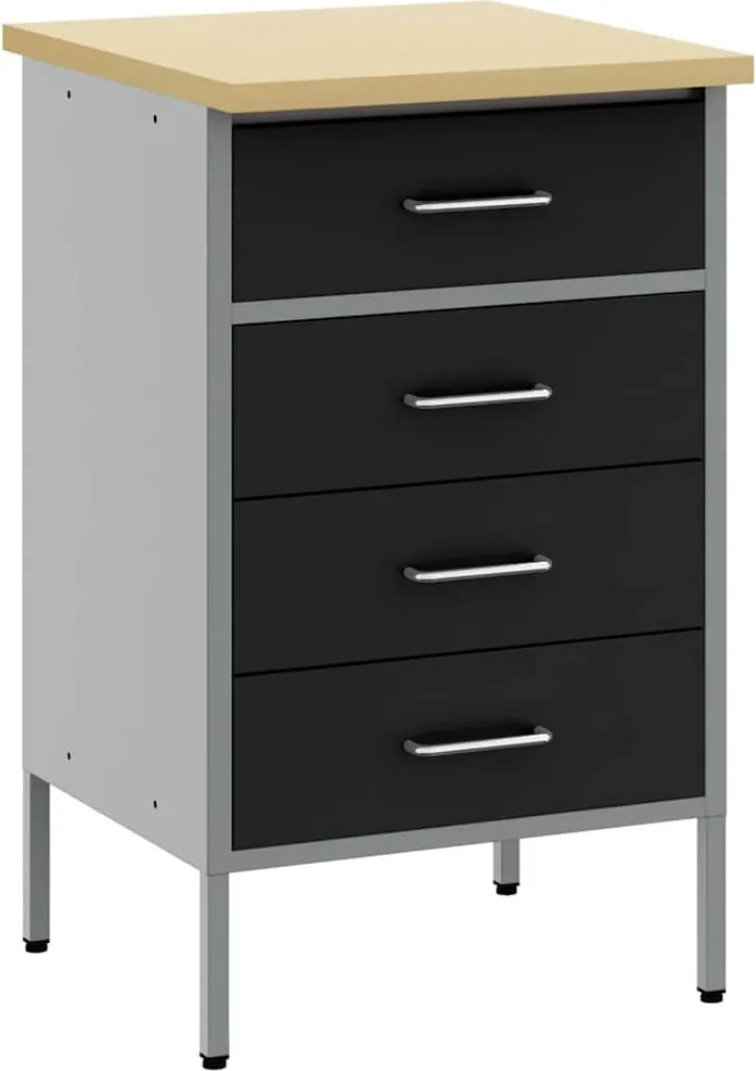 vidaXL Banc de lucru cu sertar Negru și Gri 50 x 55 x 85 cm