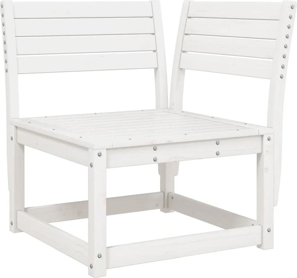 vidaXL Canapea colțar de grădină, alb, 73x73x78 cm, lemn masiv pin