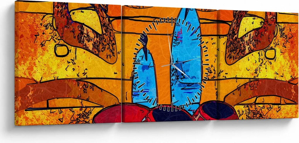Tablou - Pictură străveche (cu ceas) (90x30 cm)