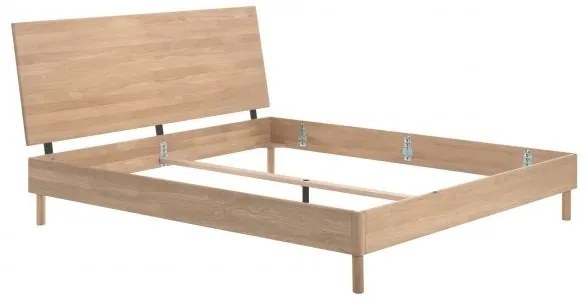 Pat Dublu Forrest Oak, 180x200 cm, din Lemn Masiv de Stejar, Natur – Vipack