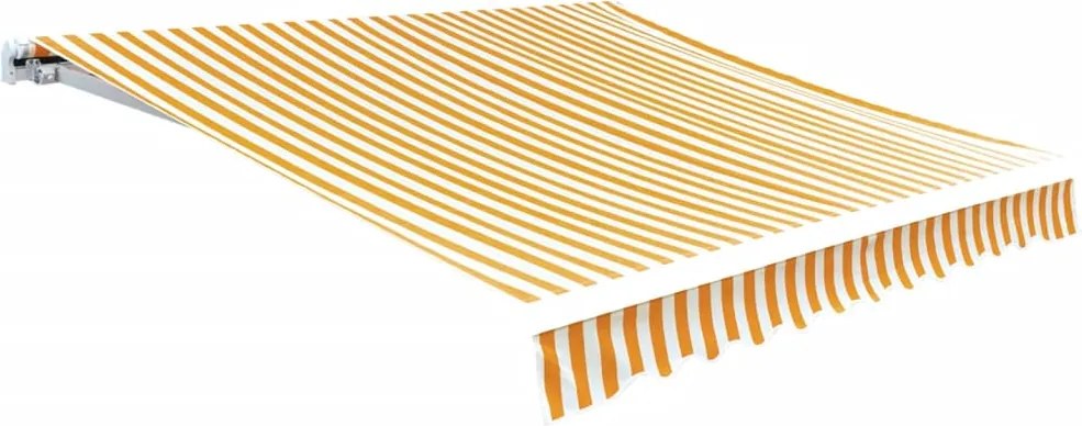vidaXL Pânză copertină, galben & alb, 4x3 m (cadrul nu este inclus)