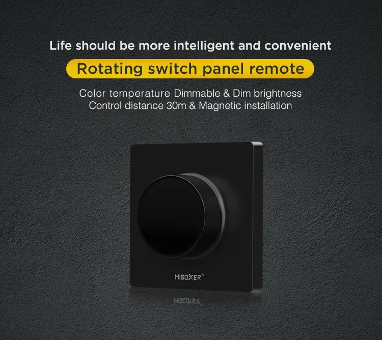 Variator de perete pentru banda LED, compatibil cu banda led monocolora si CCT, montaj aplicat, negru,MiBoxer Milight