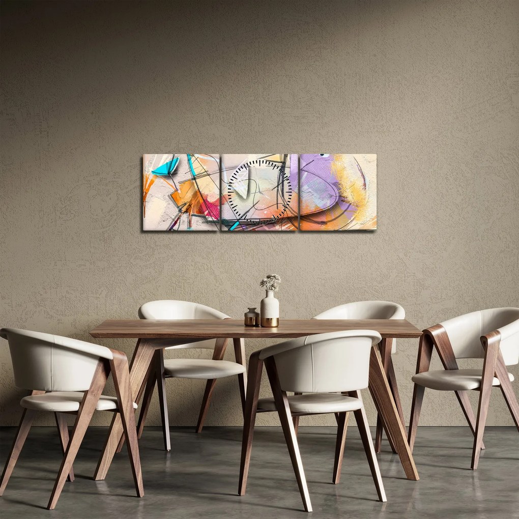 Tablou - Abstract, pasăre (cu ceas) (90x30 cm)