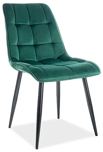 Scaun elegant catifea si picioare negre Chic Velvet verde