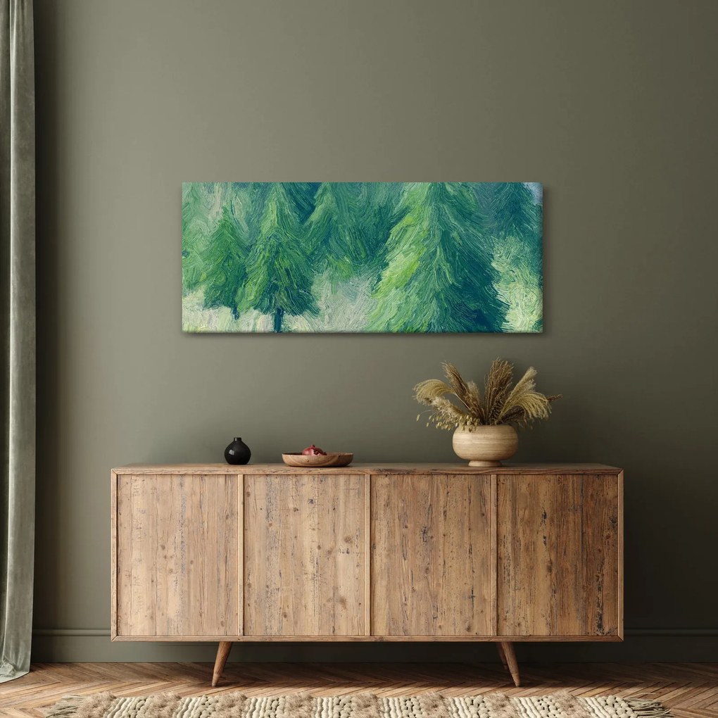 Tablou - Conifere pictate (120x50 cm)