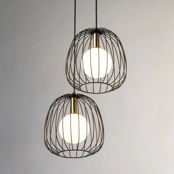 Lustră pe cablu BELL 2xG9/12W/230V negru/auriu