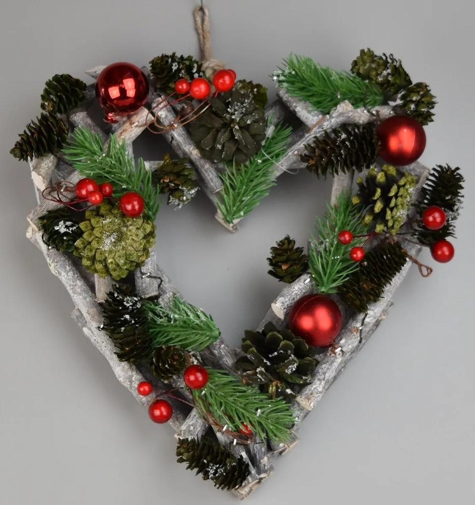 Vánoční závěsné srdce Green pine, 23 x 24 cm