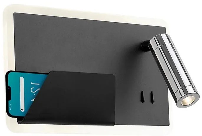 Klausen 141001 - Aplica LED BOARD 7,8W+3W, 230V, negru/crom