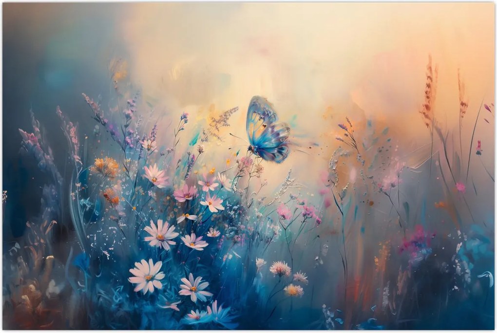 Tablou - Pajiște cu Fluture (90x60 cm)
